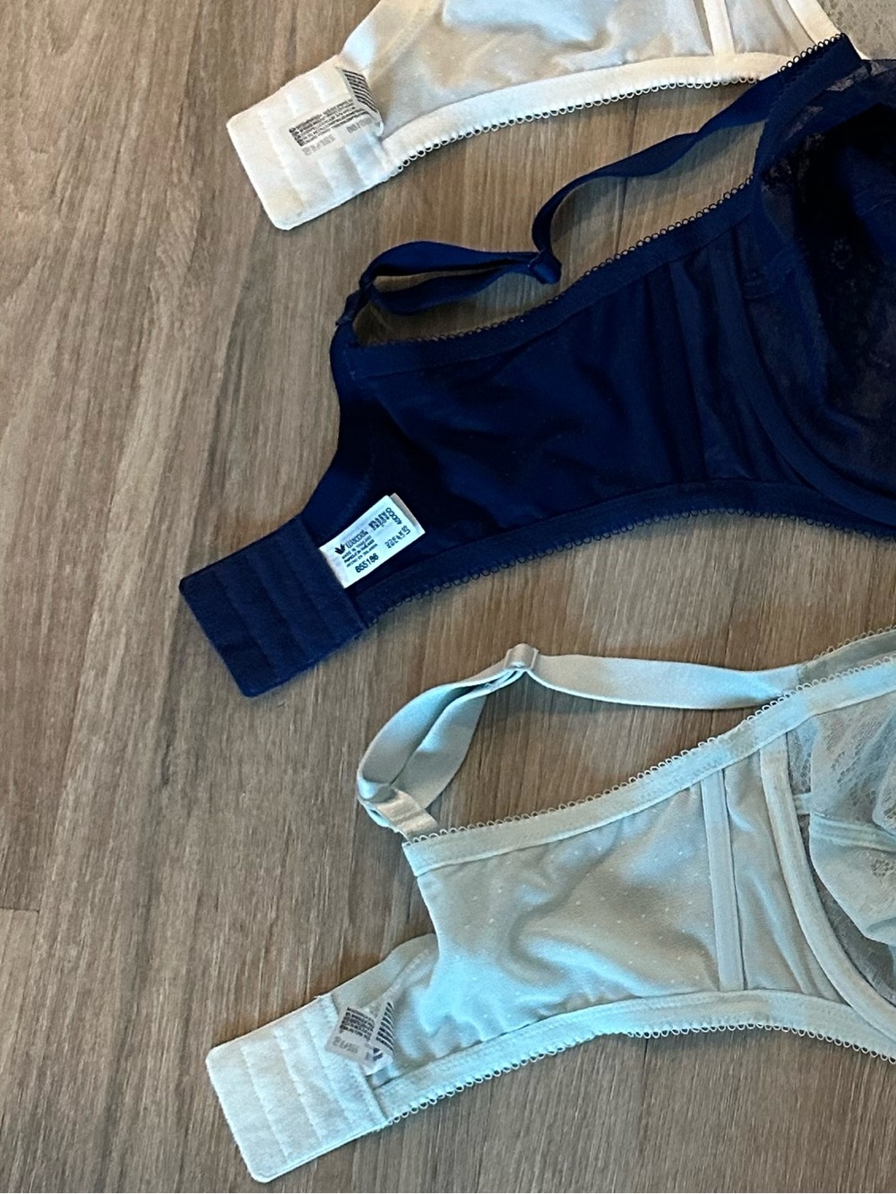 Wacoal Sheer Lace Underwire Trio - White, Navy, Light Blue - Picture 9 of 10
